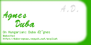 agnes duba business card